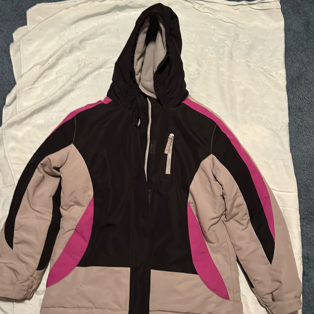 Black, gray andd pink girls size 16 coat
